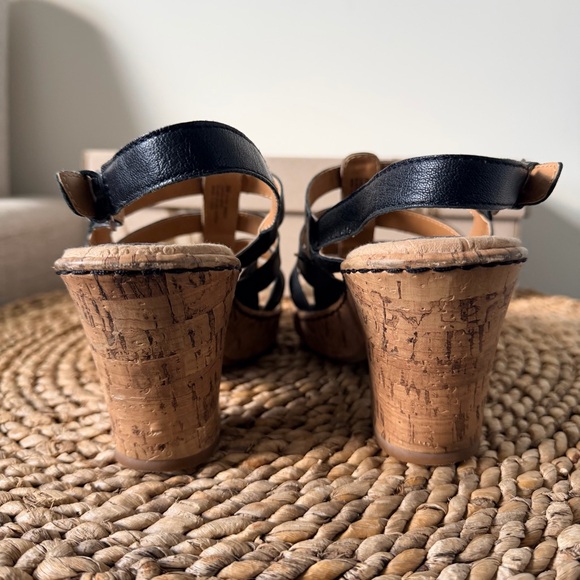 Boc Born Black Strappy Cork Heel Sandals - Picture 9 of 11